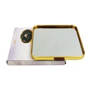 PLATEAU DECO METAL "HOME"  20X20 CM MODELE OR