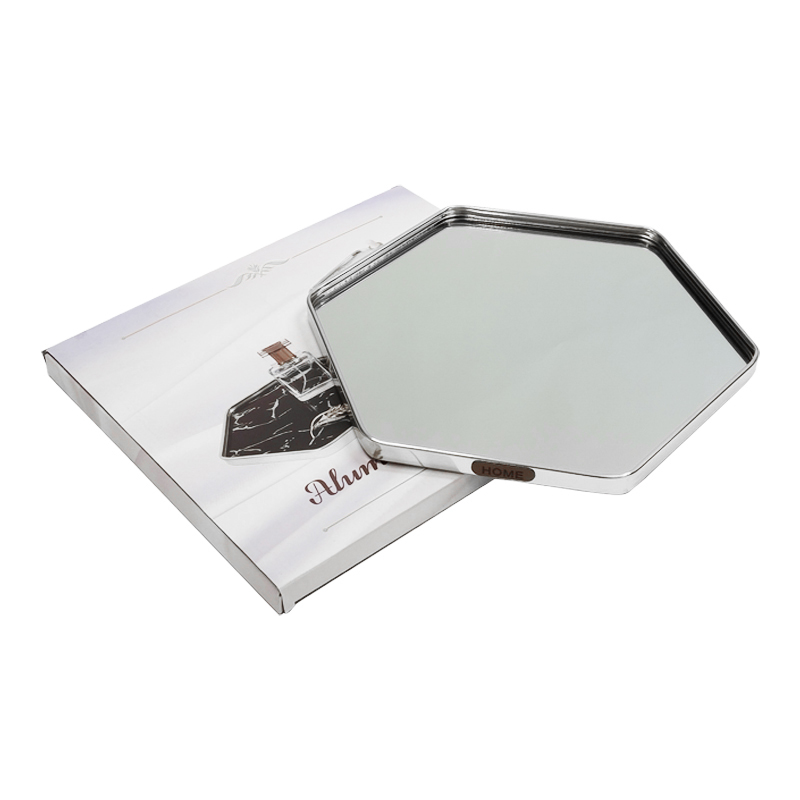 PLATEAU DECO METAL "HOME"  25X25 CM MODELE ARGENT