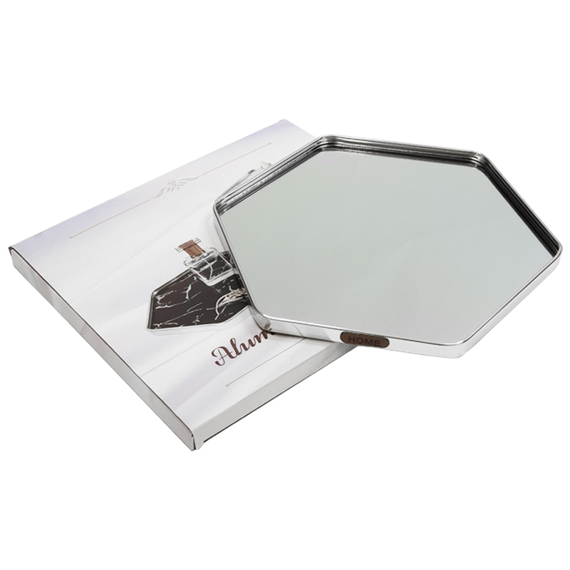 PLATEAU DECO METAL "HOME"  29X29 CM MODELE ARGENT