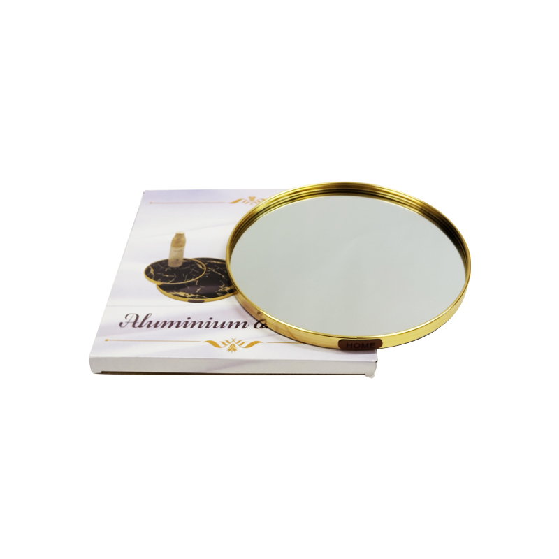 PLATEAU DECO METAL "HOME"  20 CM MODELE OR