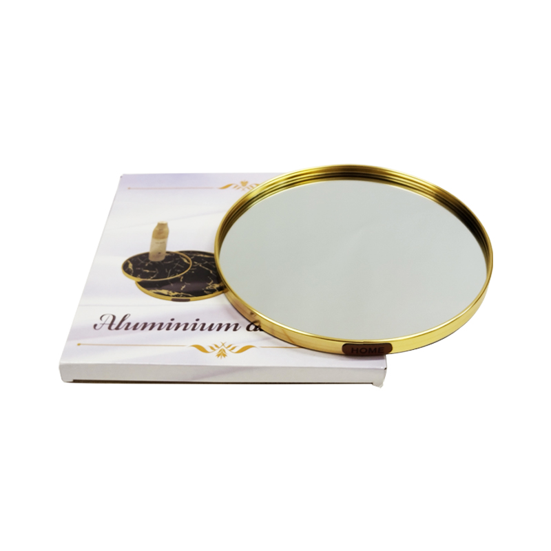 PLATEAU DECO METAL "HOME"  25 CM MODELE OR