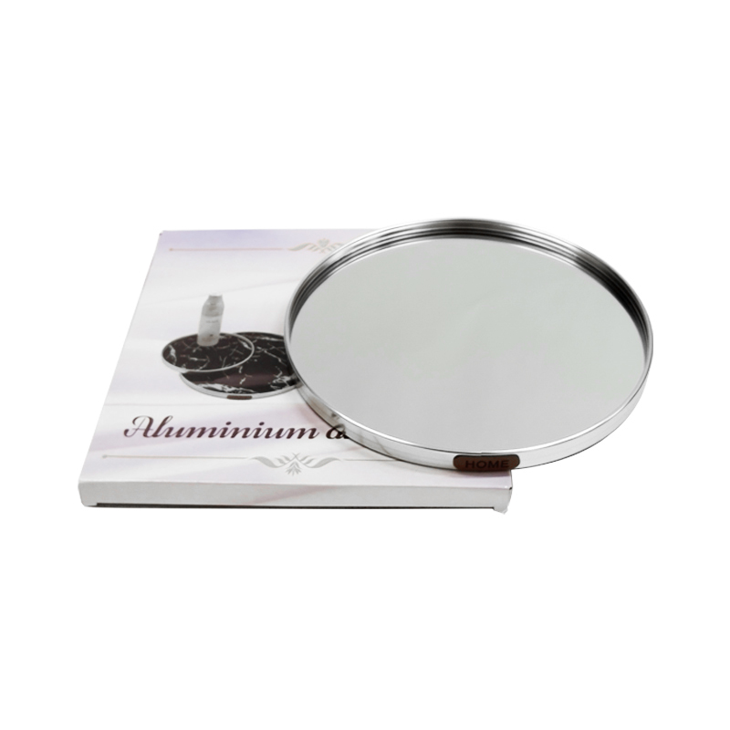 PLATEAU DECO METAL "HOME"  25 CM MODELE ARGENT