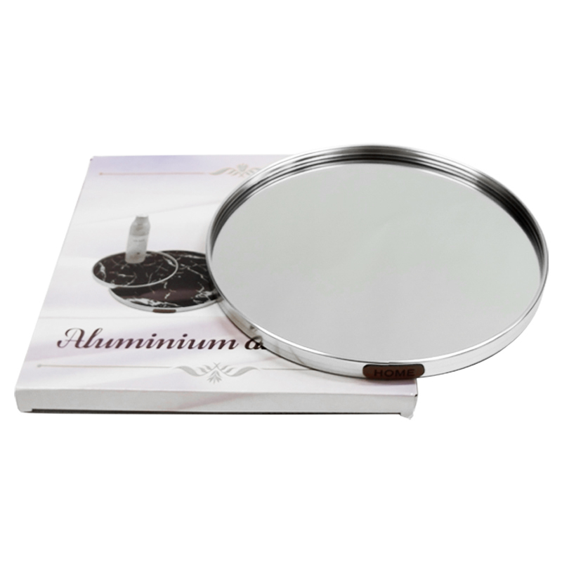 PLATEAU DECO METAL "HOME"  29 CM MODELE ARGENT