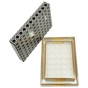 SET 2 PLATEAU DECO MDF + VERRE 40X28 CM &amp; 32X33 CM MIX MODELE BLANC/OR