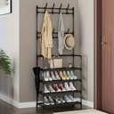 RANGE CHAUSSURES 4 NIVEAUX + PORTE MANTEAUX METAL + PLASTIQUE 60X29X154 CM