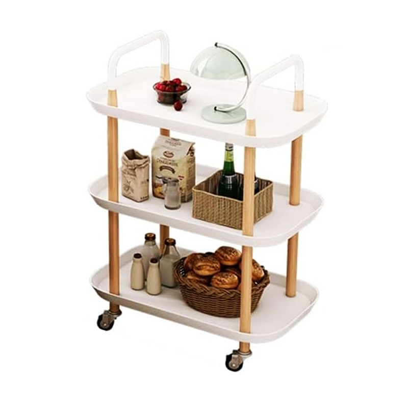 ETAGERE 3 NIVEAUX PLASTIQUE + BOIS COULEUR BLANC