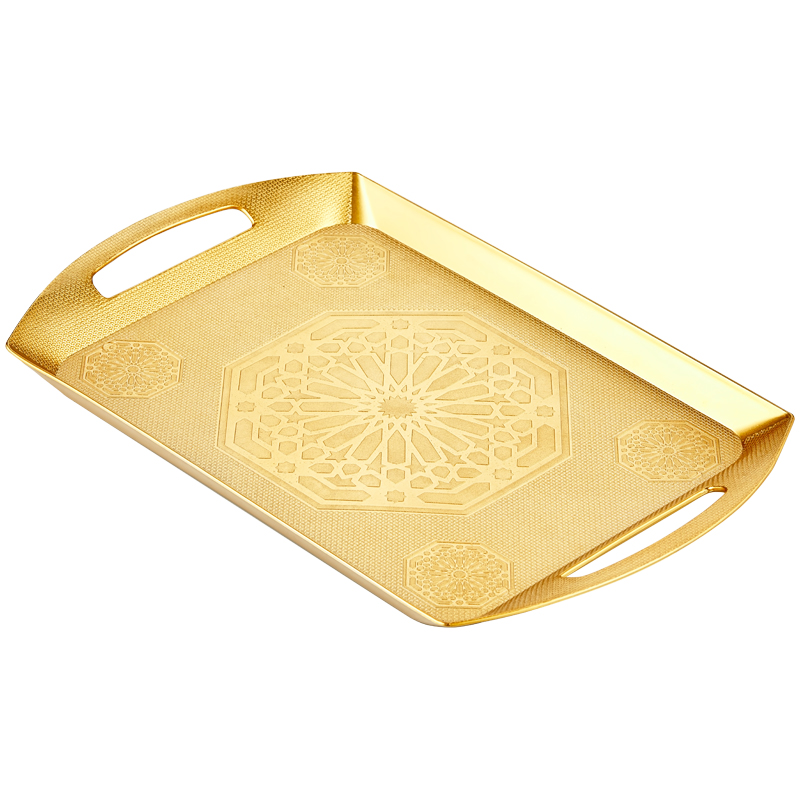 PLATEAU DECO PLASTIQUE 33X20 CM MODELE OR