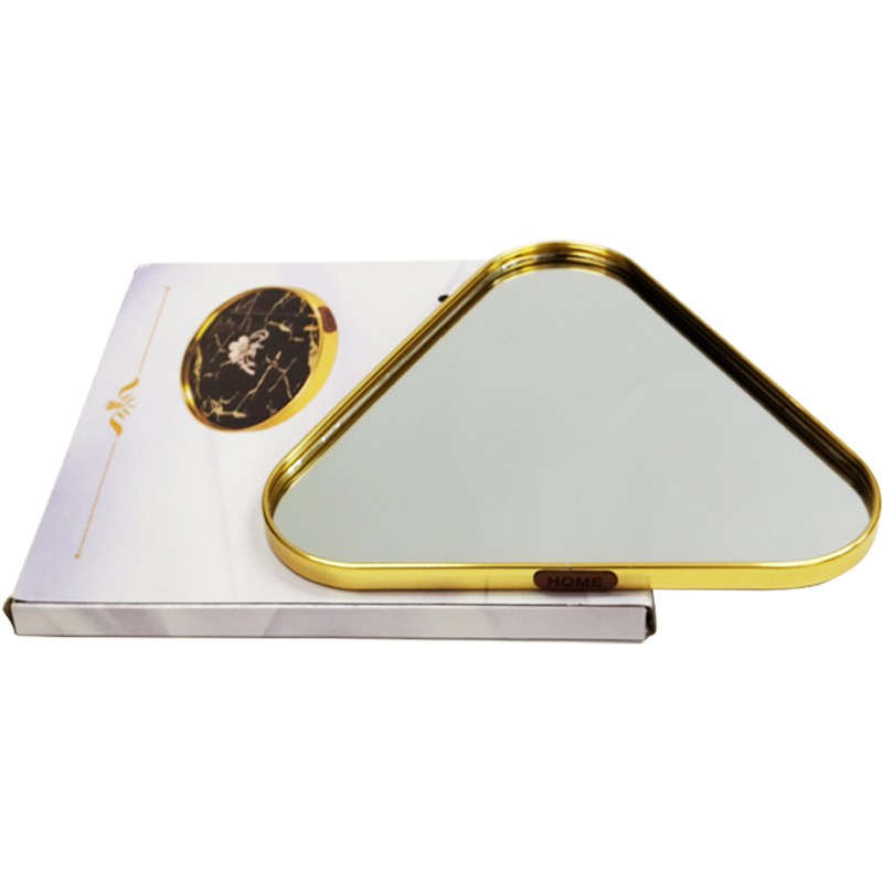 PLATEAU DECO METAL FORME TRIANGLE "HOME" 32X32 CM MODELE OR