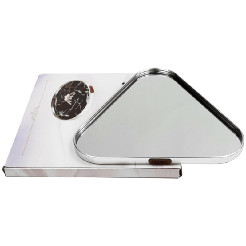 PLATEAU DECO METAL FORME TRIANGLE "HOME" 32X32 CM MODELE ARGENT