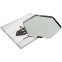 PLATEAU DECO METAL FORME OCTOGONE "HOME" 32X36 CM MODELE ARGENT