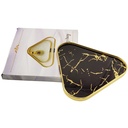 PLATEAU DECO METAL FORME TRIANGLE "HOME" 32X32 CM MODELE OR DESIGN MIXE MARBRE BLANC/NOIR