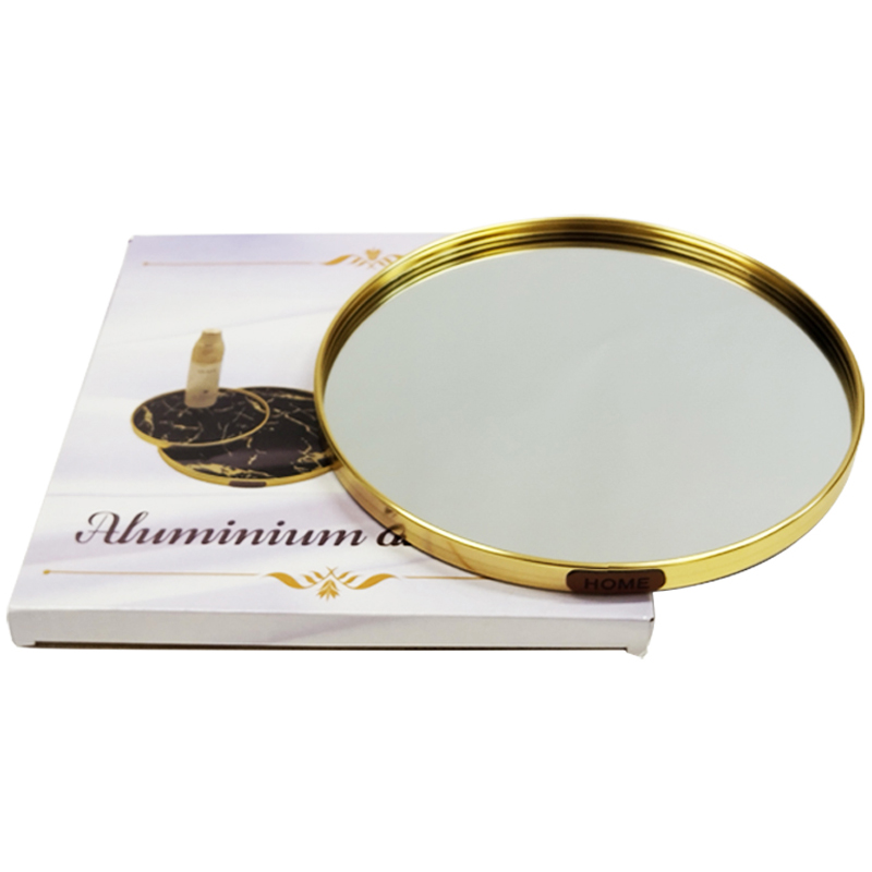 PLATEAU DECO METAL FORME ROND "HOME" 35 CM MODELE OR 