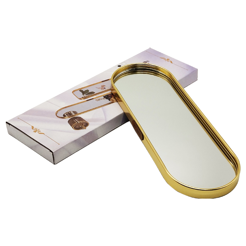 PLATEAU DECO METAL FORME RECTANGULAIRE BORD ROND 35X15 CM MODELE OR