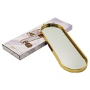 PLATEAU DECO METAL FORME RECTANGULAIRE BORD ROND 35X15 CM MODELE OR