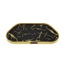 PLATEAU DECO METAL FORME NUAGE 30X15 CM MODELE OR DESIGN MIX MARBRE BLANC/NOIR