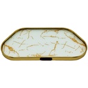 PLATEAU DECO METAL FORME NUAGE 44X24 CM MODELE OR DESIGN MIX MARBRE BLANC/NOIR