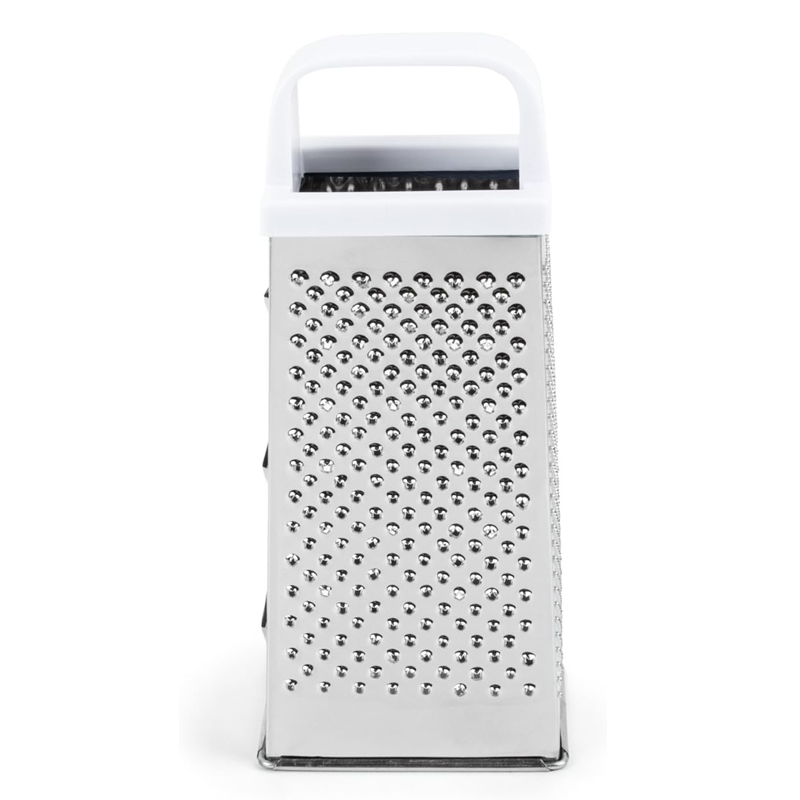 RAPE INOX 21X8 CM 4 FACES COULEUR POIGNEE BLANC