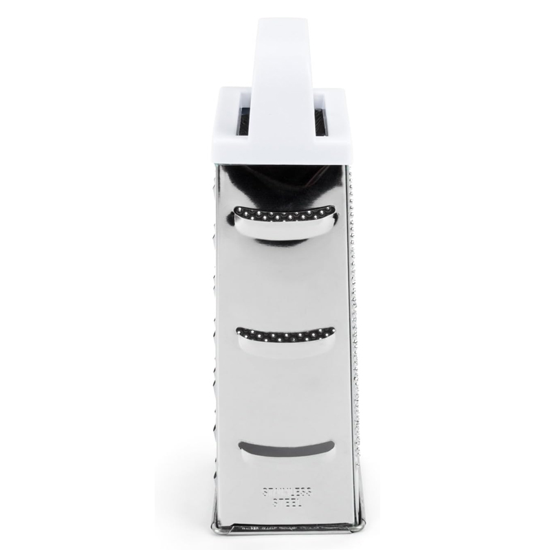 RAPE INOX 21X8 CM 4 FACES COULEUR POIGNEE BLANC