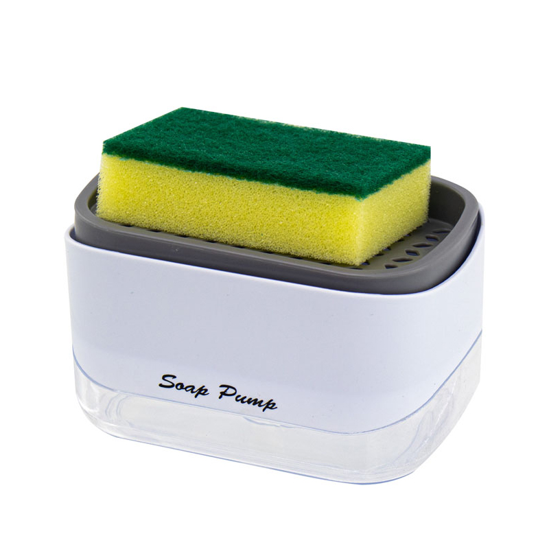DISTRIBUTEUR LIQUIDE VAISSELLE + EPONGE 14X9 CM MODELE INOX