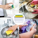 DISTRIBUTEUR LIQUIDE VAISSELLE + EPONGE 14X9 CM MODELE INOX