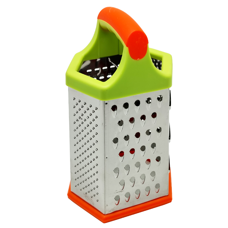RAPE INOX 22X14 CM 6 FACES COULEUR POIGNEE VERT/ORANGE