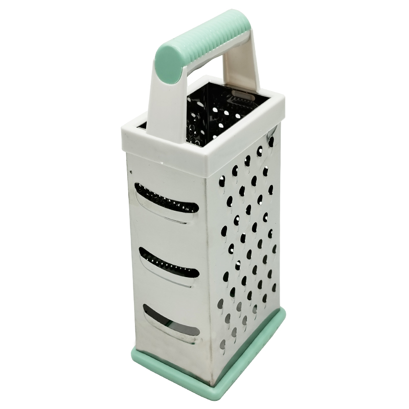RAPE INOX 24.5X10.5 CM 4 FACES COULEUR POIGNEE VERT/BLANC