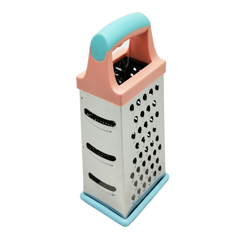 RAPE INOX 24X10 CM 4 FACES COULEUR POIGNEE BLEU/ROSE