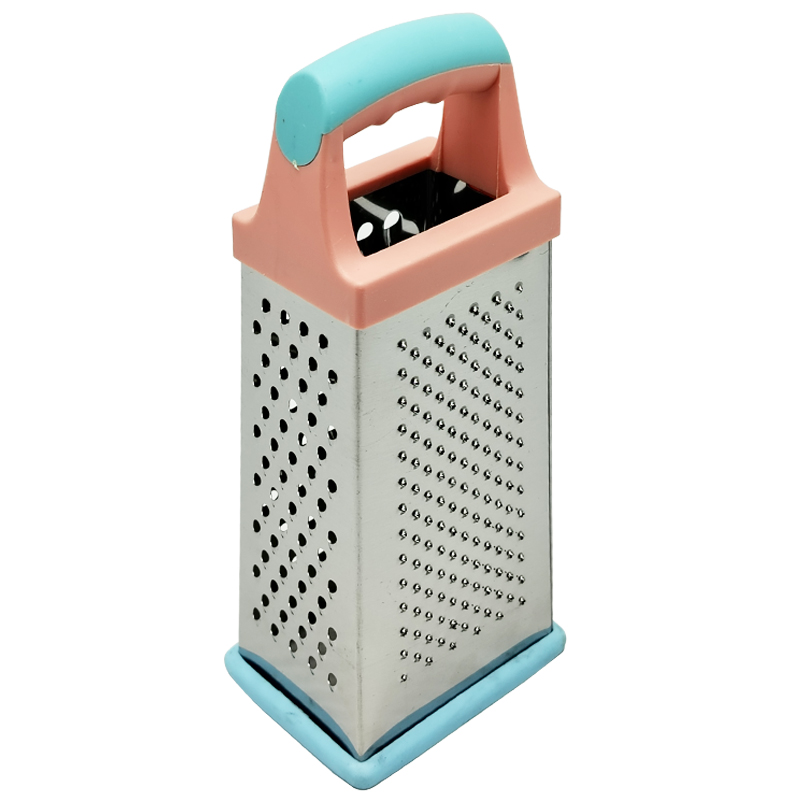 RAPE INOX 21X9 CM 4 FACES COULEUR POIGNEE BLEU/ROSE