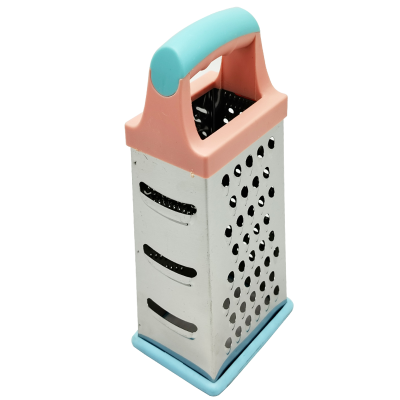RAPE INOX 21X9 CM 4 FACES COULEUR POIGNEE BLEU/ROSE