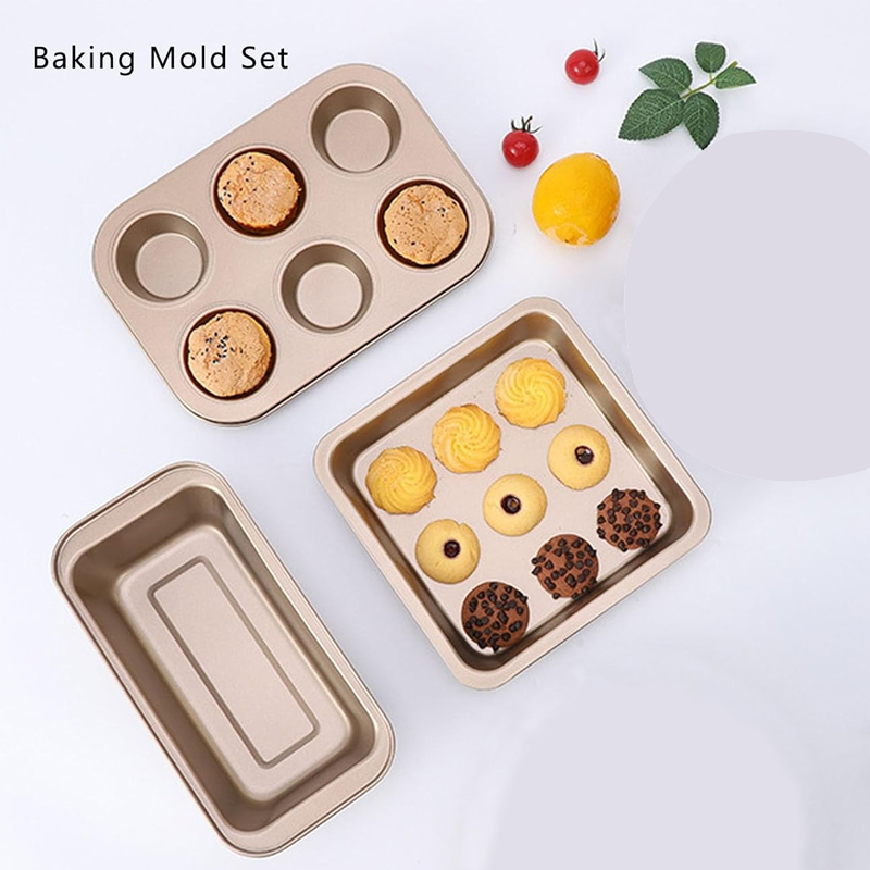 SET 3 PIECES MOULE A CUISSON COULEUR OR