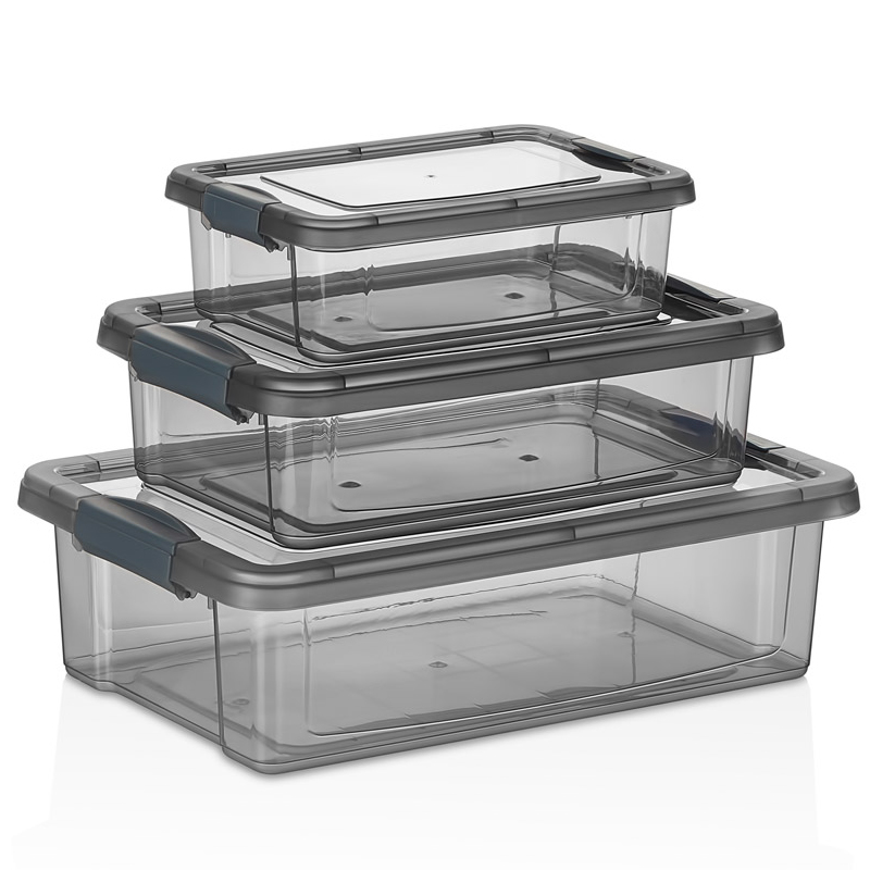 SET 3 BOITES ALIMENTAIRES PLASTIQUE 0.80 / 1.5 / 3 LITRES COULEUR MAT