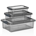 SET 3 BOITES ALIMENTAIRES PLASTIQUE 0.80 / 1.5 / 3 LITRES COULEUR MAT