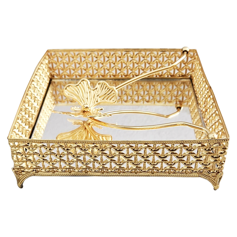 PORTE PAPIER DECO METAL 18X18X5 CM MODELE OR