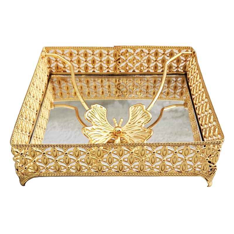 PORTE PAPIER DECO METAL 18X18X5 CM MODELE OR