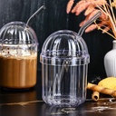 GOBELET CRYSTAL EN PLASTIQUE TRANSPARENT AVEC PIPETTE EN VERRE 400 ML