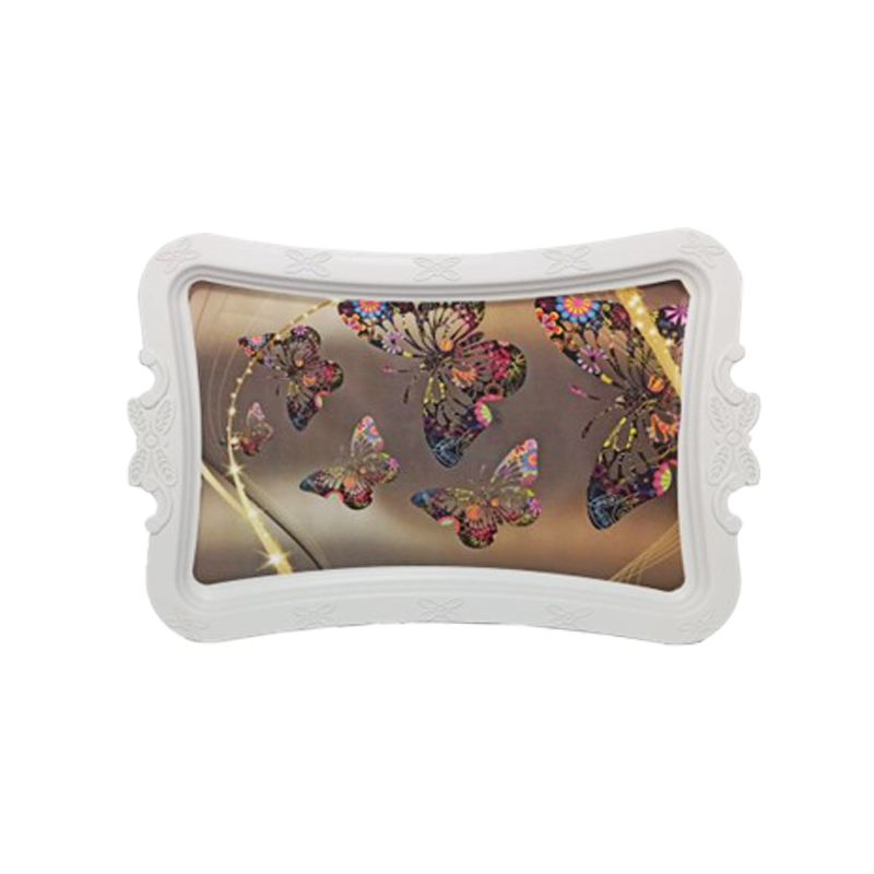 PLATEAU DECO PLASTIQUE 30X18 CM MIX BLANC / NOIR