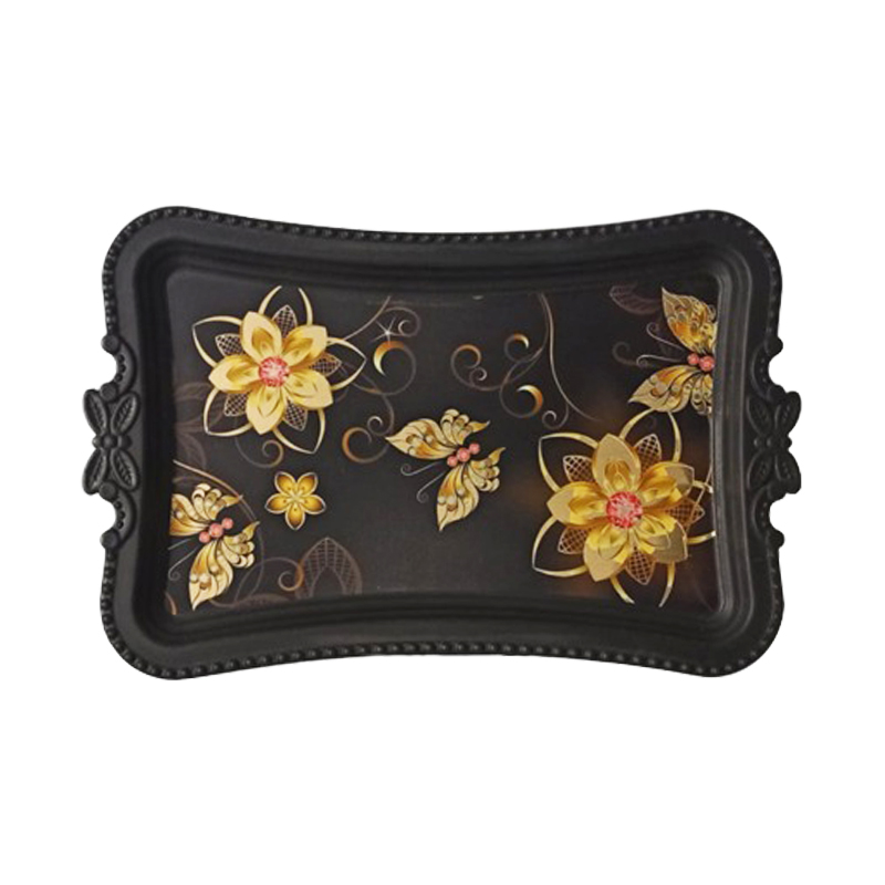 PLATEAU DECO PLASTIQUE 30X18 CM MIX BLANC / NOIR