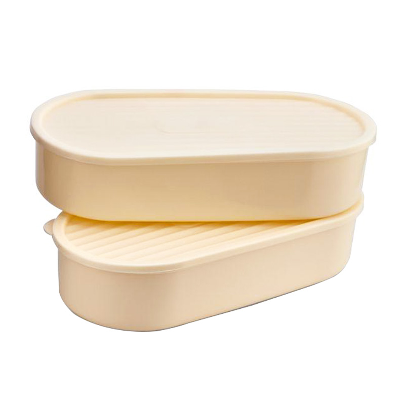SET 2 BOITES A DEJEUNER 18X8 CM COULEUR BEIGE