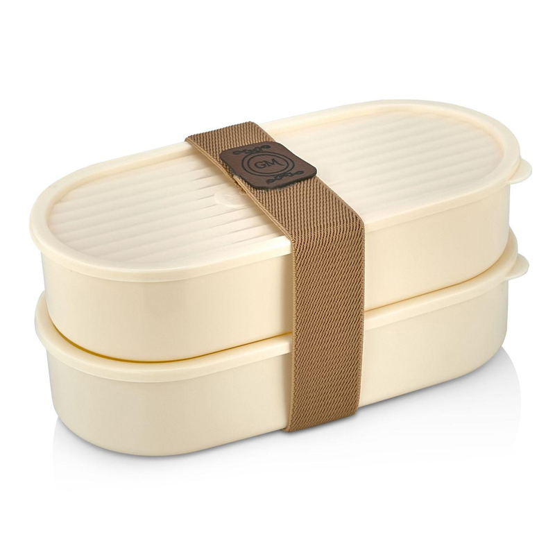 SET 2 BOITES A DEJEUNER 18X8 CM COULEUR BEIGE