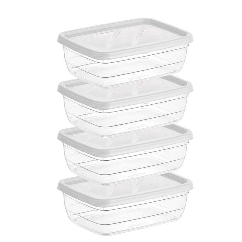 SET 4 BOITES CONSERVATION ALIMENTAIRE 300 ML MIX BLANC/NOIR/BLEU