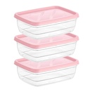 SET 3 BOITES CONSERVATION ALIMENTAIRE 600 ML MIX ROSE/BLANC/BLEU