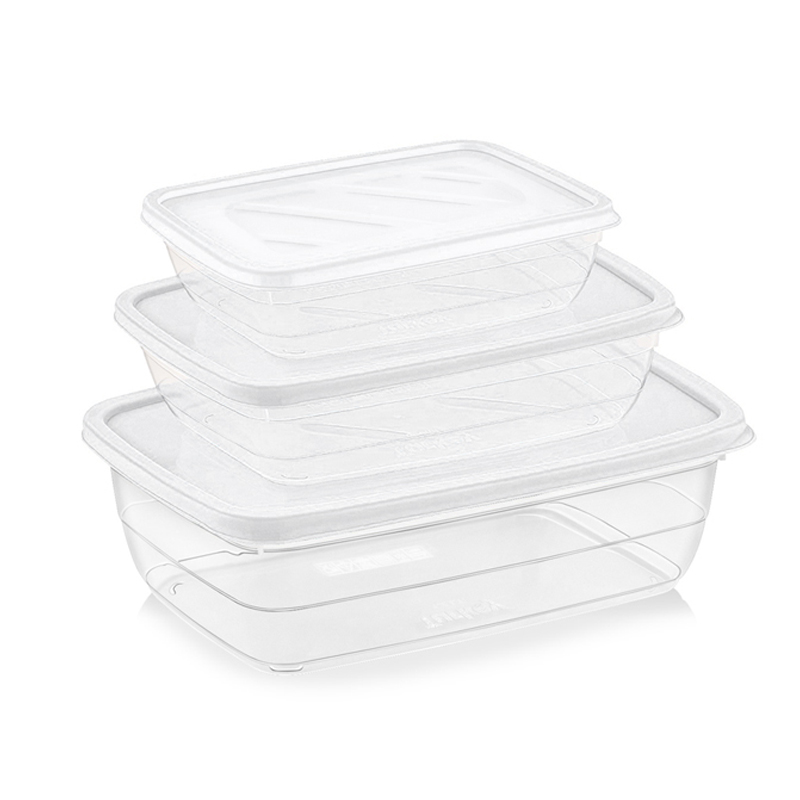 SET 3 BOITES CONSERVATION ALIMENTAIRE 600ML/1200ML/2000 ML MIX BLANC/NOIR/BLEU