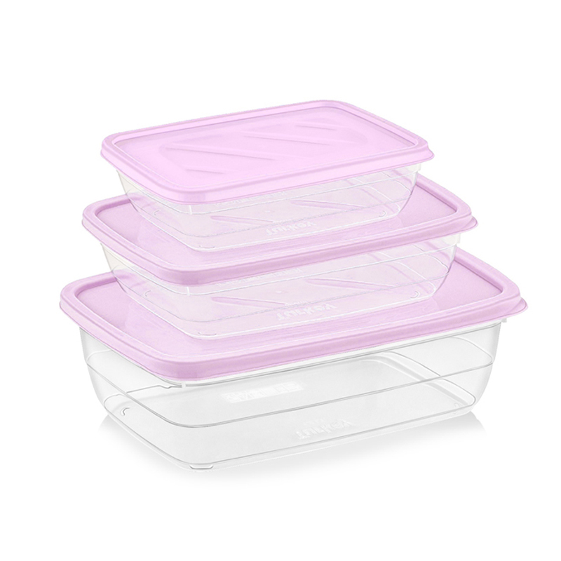 SET 3 BOITES CONSERVATION ALIMENTAIRE 600ML/1200ML/2000 ML MIX BLANC/NOIR/BLEU