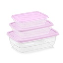 SET 3 BOITES CONSERVATION ALIMENTAIRE 600ML/1200ML/2000 ML MIX BLANC/NOIR/BLEU