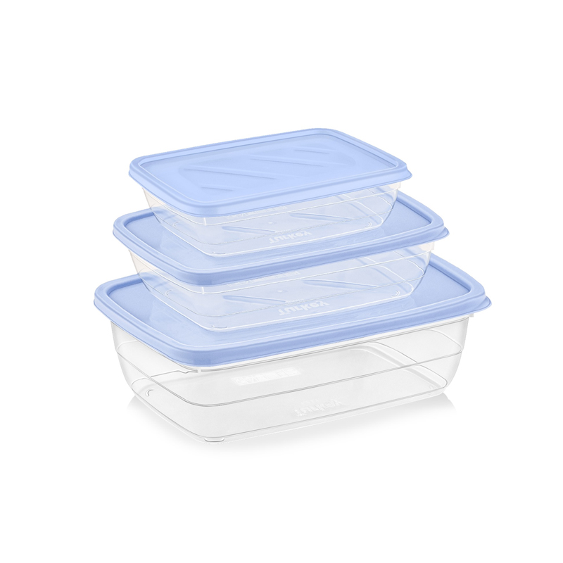 SET 3 BOITES CONSERVATION ALIMENTAIRE 300ML/600ML/1200 ML MIX BLANC/NOIR/BLEU