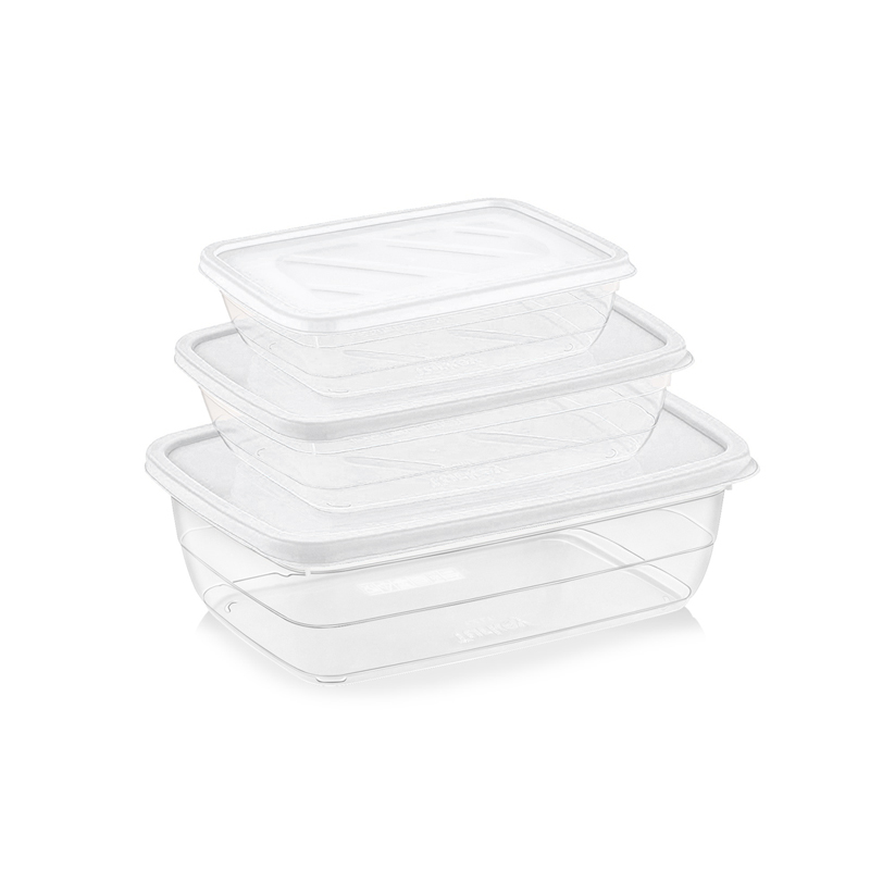 SET 3 BOITES CONSERVATION ALIMENTAIRE 300ML/600ML/1200 ML MIX BLANC/NOIR/BLEU