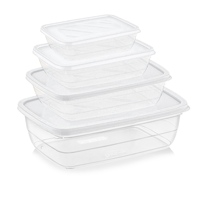 SET 4 BOITES CONSERVATION ALIMENTAIRE 300ML/600ML/1200ML/2000 ML MIX ROSE/BLANC/BLEU