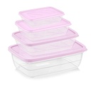 SET 4 BOITES CONSERVATION ALIMENTAIRE 300ML/600ML/1200ML/2000 ML MIX ROSE/BLANC/BLEU