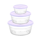 SET 3 BOITES CONSERVATION ALIMENTAIRE 300ML/700ML/1100 ML MIX BLANC/NOIR/BLEU