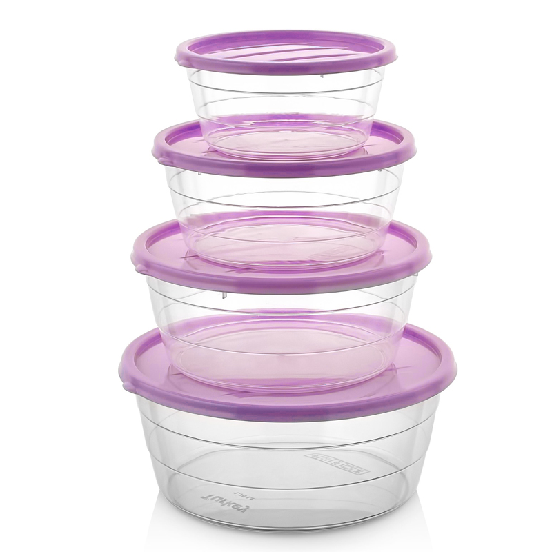 SET 4 BOITES CONSERVATION ALIMENTAIRE 300ML/700ML/1100ML/1750 ML MIX ROSE/BLANC/BLEU